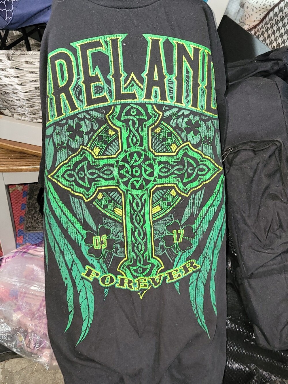 Ireland Forever Black Graphic Tee with Celtic Cross